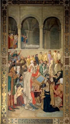 Le roi Louis VI dit le Gros (1081-1137) et le peuple de Paris dirigés par l
