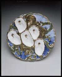 Assiette à huîtres du service de la Maison Blanche de Rutherford B. Hayes, conçue en 1879