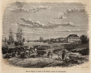 La rade de Saigon, gravure d