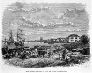 Rade de Saigon. Dessin de Th. Weber, d