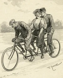 Bicyclette pour trois personnes, appelée tandem