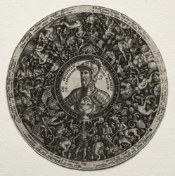 Conception pour un plat avec médaillons, vers 1558