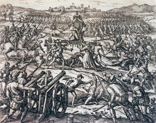 Les troupes de Francisco Pizarro capturant l