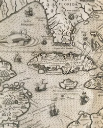 Île de Cuba, Floride et golfe du Mexique, gravure de l
