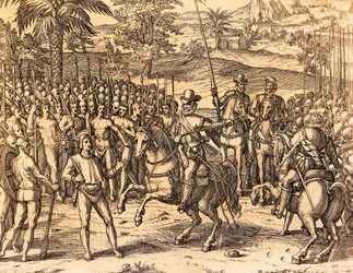 Pizarro accueilli par les indigènes