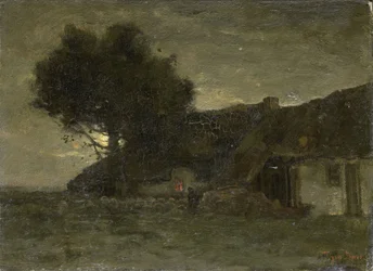 Une bergerie à la tombée de la nuit