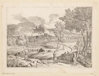 Paysage arcadien avec des figures le long d