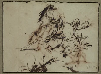Attribué à Théodore Géricault - Cheval effrayé, entre la fin du XVIIIe et le début du XIXe siècle