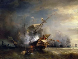 La bataille navale près de Lizard Point, en Cornouailles, le 21 octobre 1707