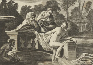 Suzanne, partiellement nue et sortant d