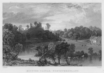 Château de Mitford, Northumberland (gravure)
