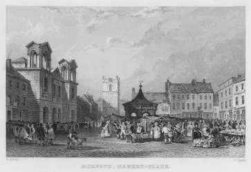 Morpeth, Place du Marché (gravure)