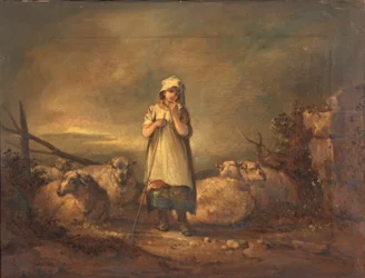 Fille du Gloucestershire gardant des moutons