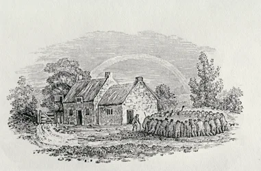 Combat de coqs devant une auberge, vers 1801, tiré de « Landbirds », publié en 1805