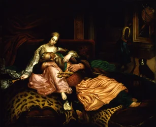(Scène intérieure avec le sultan et sa concubine)