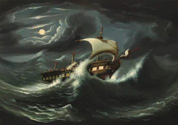 Frégate battue par les tempêtes