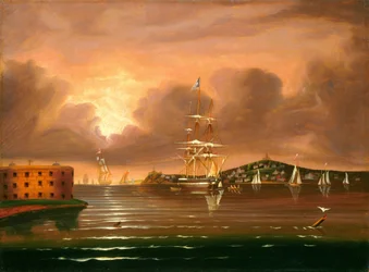 Ciel menaçant, baie de New York, milieu du XIXe siècle (huile sur toile)