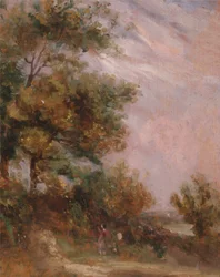 Paysage avec arbres et une figure