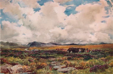 Empilement de tourbe, Festiniog, nord du Pays de Galles, 1881