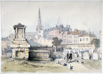 Vue de Bunhill Row depuis Bunhill Fields, Finsbury, Islington, Londres