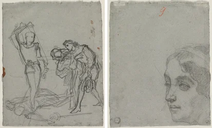 Duel après le bal masqué (recto) ; Tête de femme (verso)