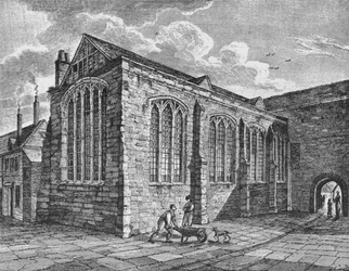 Vue nord-est de la Chapelle de la Sainte-Trinité, Leadenhall, Londres, vers 1825