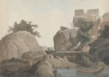 Roche du Fakir à Sultanganj, sur le fleuve Gange