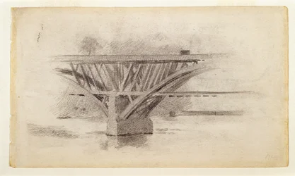 Dessin du pont de Girard Avenue, au verso esquisse d