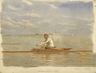 John Biglin dans un skiff simple