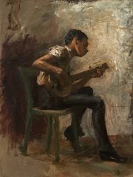 Étude pour « La Leçon de danse » : Le joueur de banjo