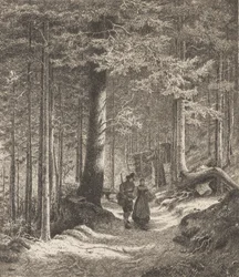 Intérieur de forêt avec deux figures