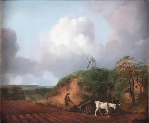 Paysans labourant avec deux chevaux, 1750-1753