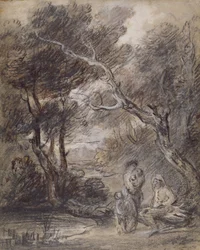 Paysage boisé avec figures