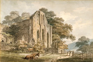 Abbaye de Valle Crucis, Denbighshire, nord du Pays de Galles (aquarelle sur crayon sur papier vélin blanc)