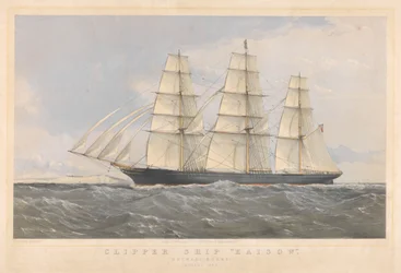 Clipper Ship Kaisow en route, janvier 1869