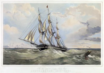 Le voilier de la ligne de New York (États-Unis) Londres (Angleterre), Southampton (capacité 1600 tonnes). Lithographie en couleur par Thomas Goldsworth Dutton (1819-1891)