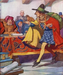 Illustration pour Le joueur de flûte de Hamelin (lithographie couleur)