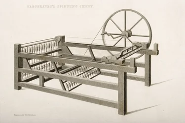 La Spinning Jenny, inventée par James Hargreaves en 1764, 1835