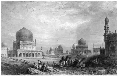 Tombes des rois de Golconde, Andhra Pradesh, Inde, 1844