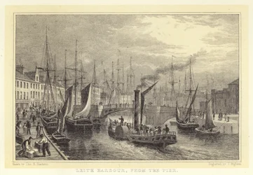 Port de Leith, depuis la jetée (gravure)