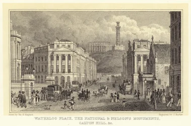 Waterloo Place, les monuments national et de Nelson, Calton Hill, etc. (gravure)