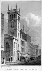 Église All Hallows, Bread Street, Londres, 1829