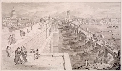 Pont de Londres ancien et nouveau, Londres, 1831