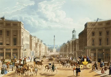 Lower Regent Street, pub. par Ackermann, c.1835