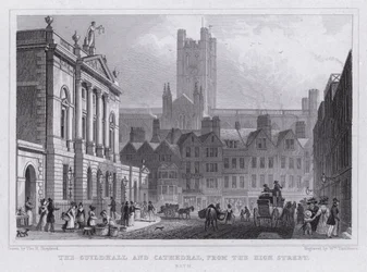 La Guildhall et la Cathédrale, depuis High Street, Bath