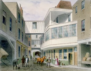 Vue de la Taverne Cross Keys, Wood Street, City de Londres, vers 1850