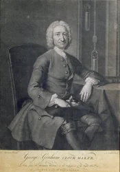 Portrait de George Graham (1673-1751) horloger, gravé par John Faber (1684-1756)