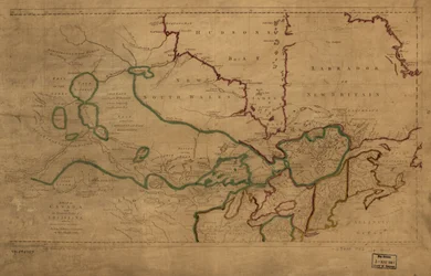 Une carte du Canada et de la partie nord de la Louisiane avec les pays adjacents. LOC 73695757