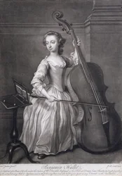 Portrait de Benjamin Hallet jouant du violoncelle, gravé par James McArdell, c.1749