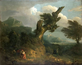 Une tempête - Prospero, Miranda et Caliban espionnent Ferdinand naufragé